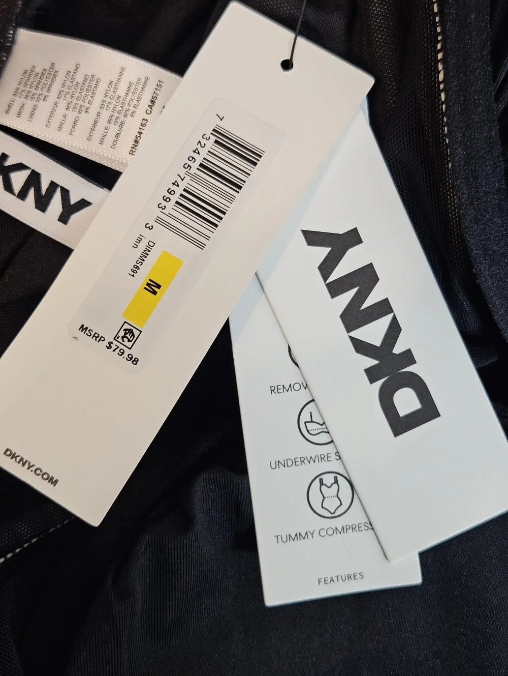 DKNY Ruffle Plunge Underwire One Piece Swimsuit Tummy Control M NWT - Picture 13 of 15